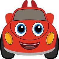 Cartoon car with eyes and smile vector