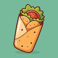Burrito with lettuce and tomato in a wrap vector