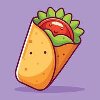 A cartoon taco with a smiley face vector