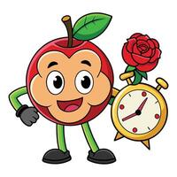Apple with rose and clock vector