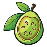 A green fruit with leaves and seeds vector