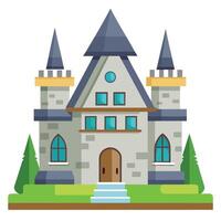 Castle with turrets and stairs on the side of the building vector