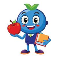 Blue apple school boy character vector