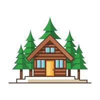 Log cabin in the woods illustration vector