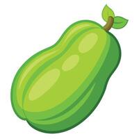 A green apple with leaves on it vector