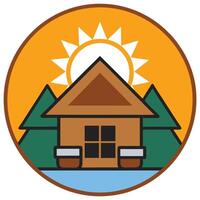 A house with a sun in the background vector