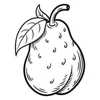 A pear with leaves and leaves coloring page vector