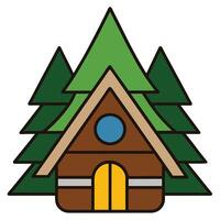 A small cabin with trees in the background vector