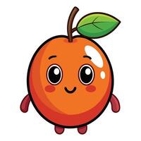 An orange character with eyes and a leaf on its head vector