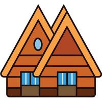 A cartoon house with two windows and a roof vector
