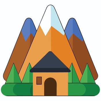 un casa en el montañas con montañas en el antecedentes vector