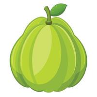 A green fruit with leaves on it vector