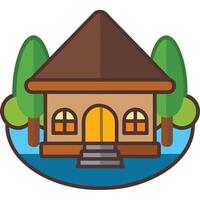 A house with a porch and trees on the side vector