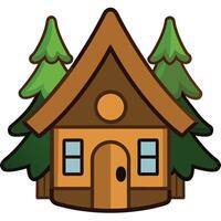 A cartoon house with trees and a door vector
