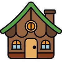 A cartoon house with a green roof and a green window vector