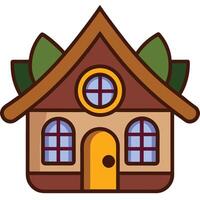 A cartoon house with a window and a door vector