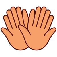 Two hands with one palm up on a white background vector