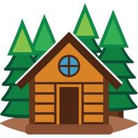 Log cabin in the woods illustration vector