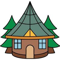A house with a roof and trees in the background vector