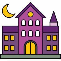 A purple house with a moon and a crescent vector