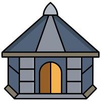 A small house with a door and a window vector