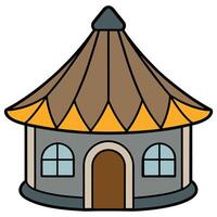 A small house with a roof on a white background vector