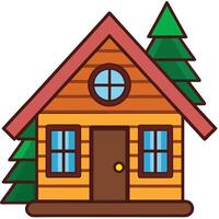 A cartoon house with a tree in the background vector