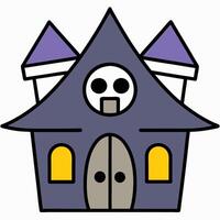 A cartoon house with a skull on the door vector