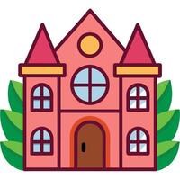 A pink castle with a window and door vector