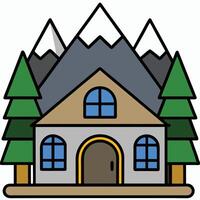 A house with mountains in the background vector