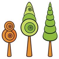 Three trees with different shapes and sizes vector