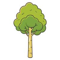 A cartoon tree with a green leaf on it vector