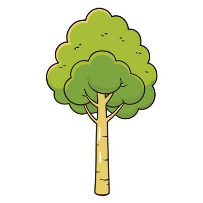A cartoon tree with a green leaf on it