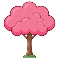 A cartoon pink tree with clouds on it vector