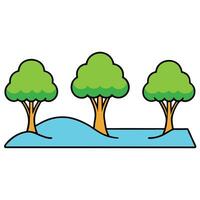 Three trees in a river with water vector