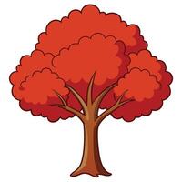 A cartoon red tree with leaves vector