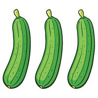 Three cucumbers are shown in a row vector