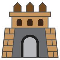 An illustration of a castle with a gate vector