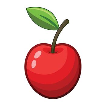 A red apple with a leaf on it vector