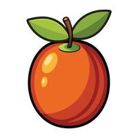 An orange with a leaf on it vector
