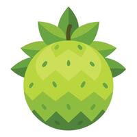 A green fruit with leaves on it vector