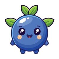 A cute blueberry character with green leaves vector
