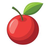 A red cherry with green leaf on a white background vector