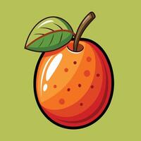 An orange fruit with leaves on it vector