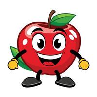 Apple cartoon character with a smile and hands vector