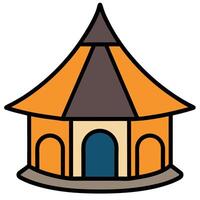 A small house with a roof on a white background vector