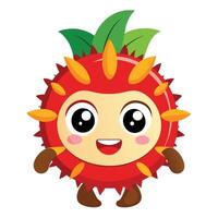 A cartoon rambutan fruit with eyes and a smile vector