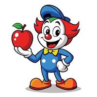 A cartoon clown holding an apple vector
