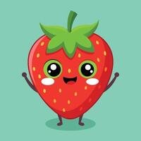 A cartoon strawberry with eyes and a smile vector