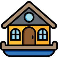 Houseboat icon flat white background vector